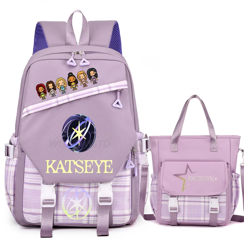 Y2K Katseye Backpack Girl Team Printed School Bag Outdoor Travel Bagpack with Crossbody Shoulder Bag Women Lightweight Mochilas