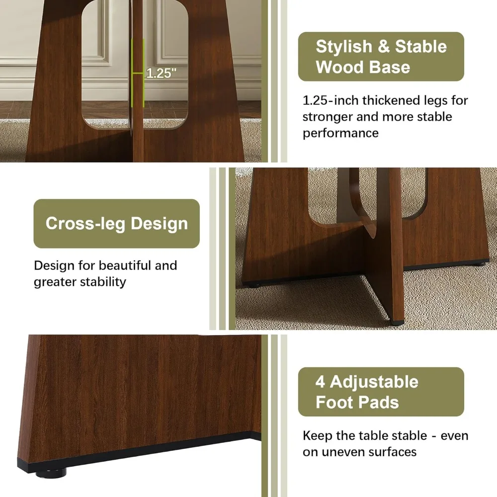 طاولة طعام مستديرة مقاس 47 بوصة لـ 4-6، طاولات مطبخ دائرية من خشب المزرعة، طاولة عشاء دائرية كلاسيكية باللون البني الداكن سهلة التجميع