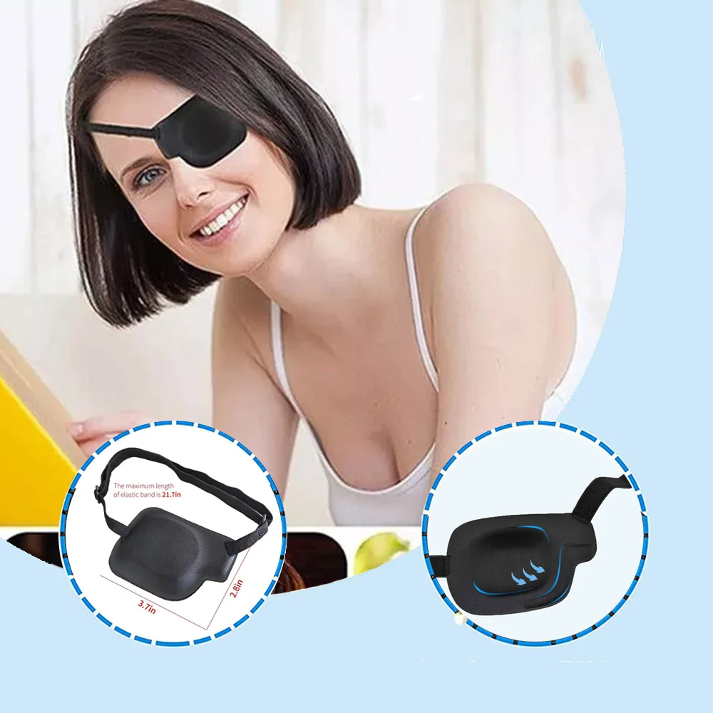 

1pc Amblyopia Correction Single Eye Mask Black Adjustable Universal 3D Concave Eyepatch Pirate Cosplay Multifunctional Eye Patch