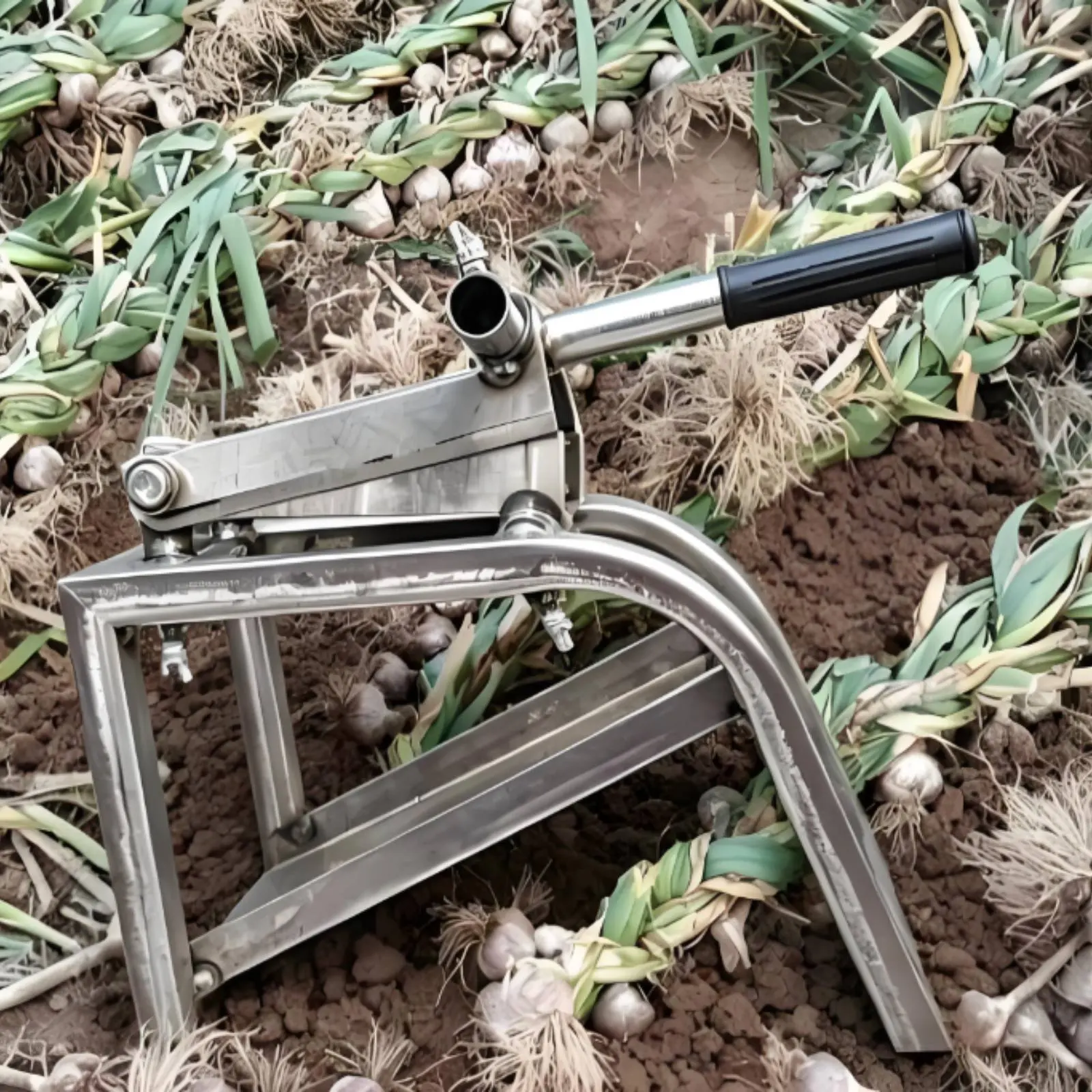 Double Blade Garlic Root Cutter Metal Garlic Chopping Device Garden Crop Cutting Tool Multi-Function Sturdy for Farmers Farmland
