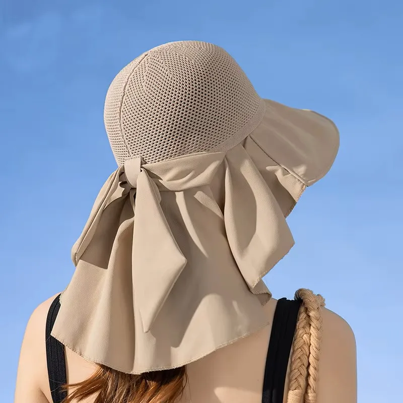 Women's UV Protection Sun Hat with Neck Flap, Breathable Mesh Top Wide Brim Outdoor Cap