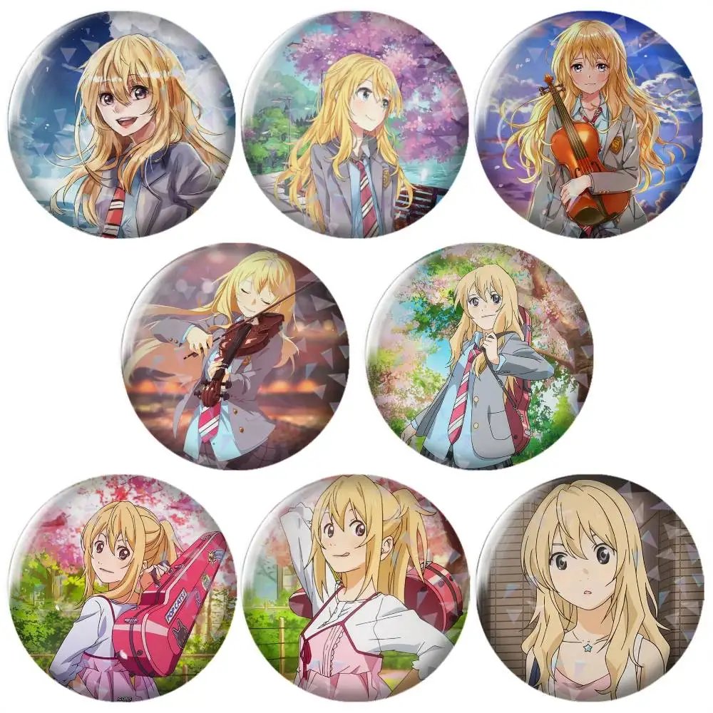 Kaori Miyazono Your Lie in April-l Brooch Vintage Alloy Brooch Pins, Antique Style Decorative Badges for Craft & Daily Ornament