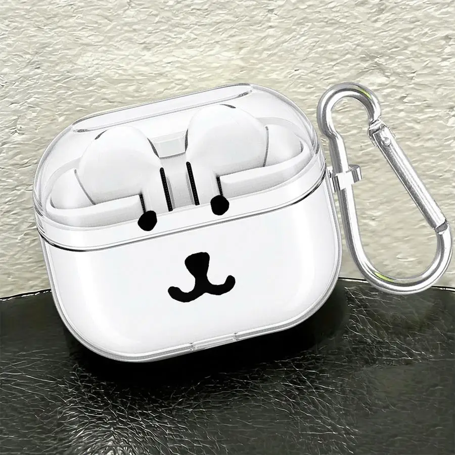 Case For Samsung Galaxy Buds 2Pro 3 FE 3Pro 4Pro 4 Pro 2 Live Clear Earphone Cases Cover With Hook Ins Funny Simple Bear Face
