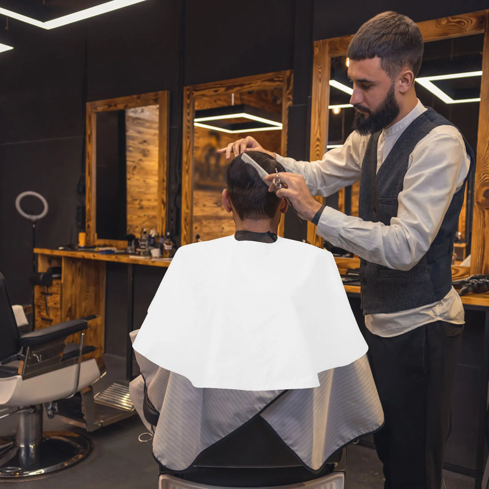 

Waterproof Hairdressing Cape White Lightweight Hair Cutting Apron For Salon Home Use Wai Cloth Professional Barber Tool