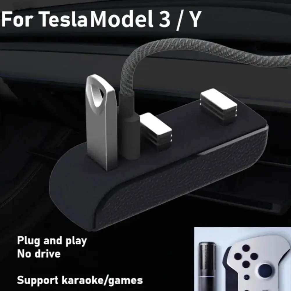 Car Docking Station For Tesla Y 3+ Y Juniper Usb Hub Ports Car 4-in-1 Usb Extender Charger Upgrade Data Transfer D0z0