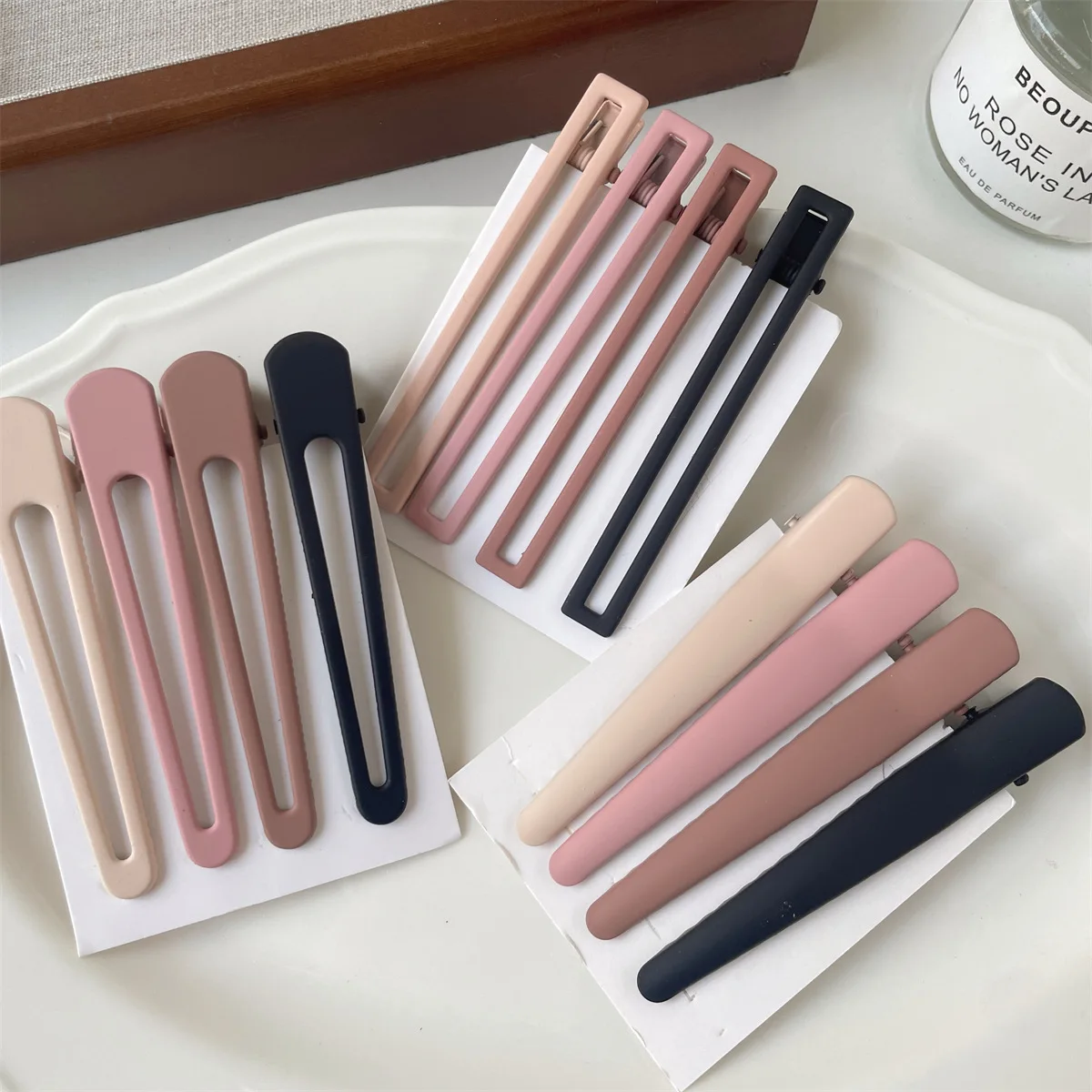 Matte Farbverlauf Kaffeebraune Haarspangen für Frauen Einfache Rutschfeste Entenschnabel-Haarklammern Haaraccessoires Wellenförmige Clips und Haarnadeln – Detail 4