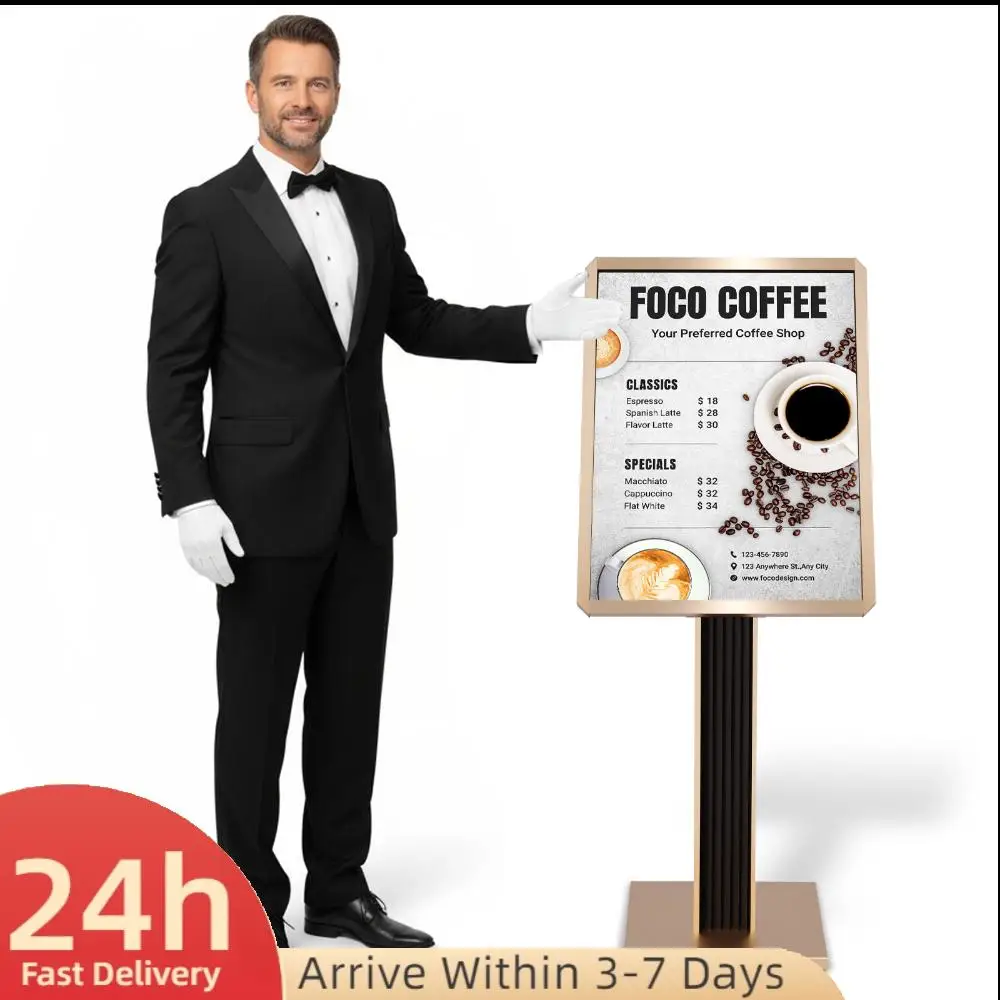 

Напольный держатель для вывесок 20x27 дюймов/24x31.5 дюймов, стойка-пьедестал для плакатов с быстросъемной рамкой для торговых центров, школ, ресторанов