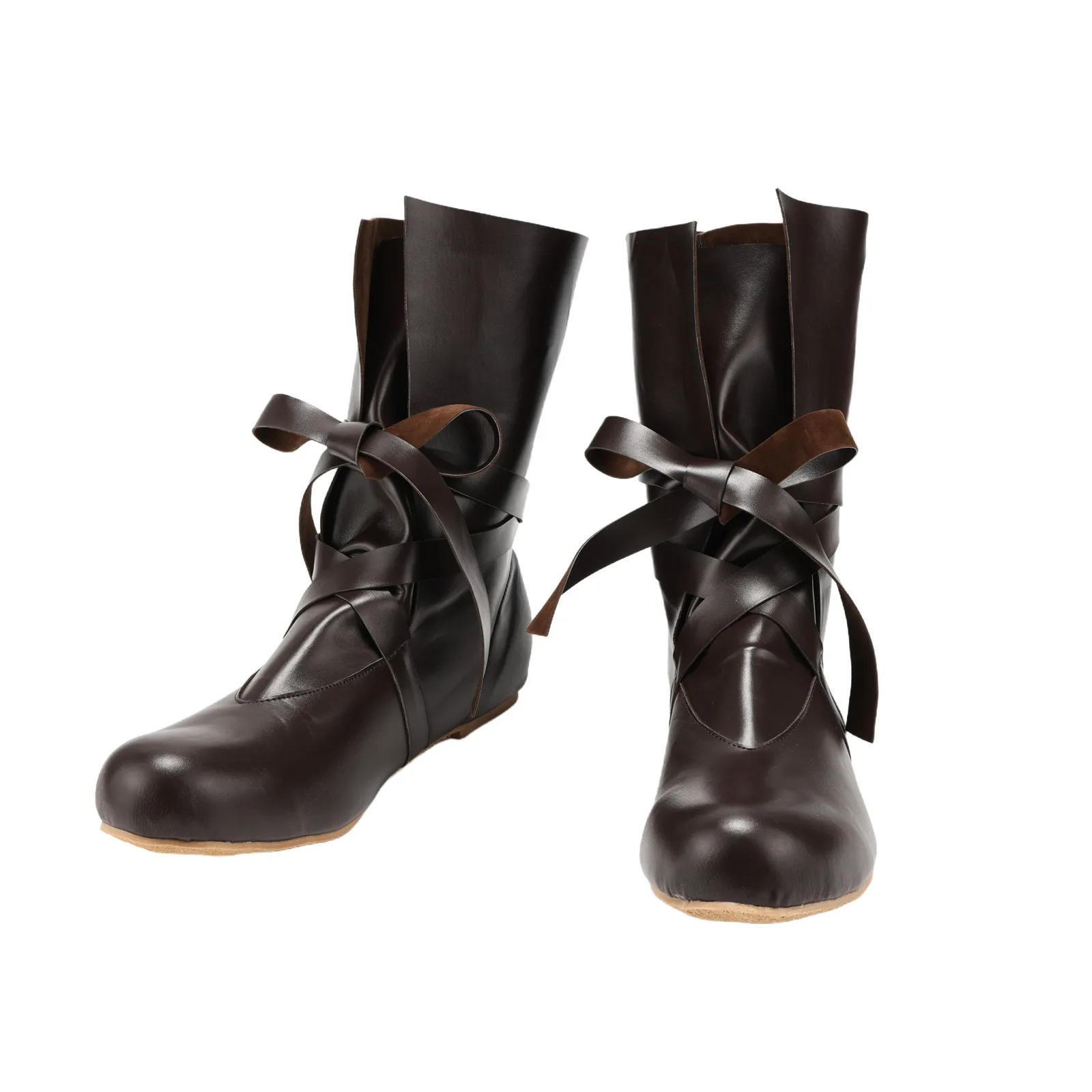 Sapatos medievais masculinos botas renascentistas role play cosplay botas rendas até palco do vintage pirata viking sapatos de couro festa de halloween