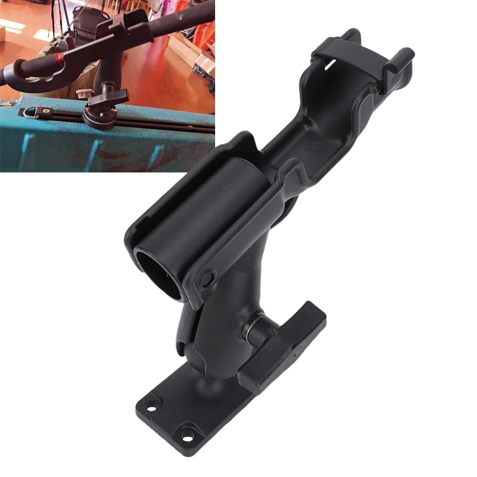 

Boat Fishing Rod Holder with Mounting Base Easy Installation Plastic Adjustable Boat Rod Holder Rotatable for Boat Canoe Kayak