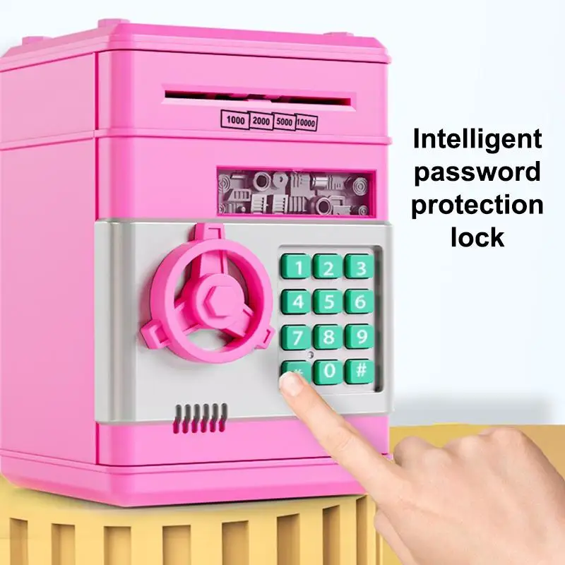 New Electronic Piggy Bank Automatic Mini Safe Coins Cash Saving Money Box Password Counter Code Key Lock Coin Bank ATM Child