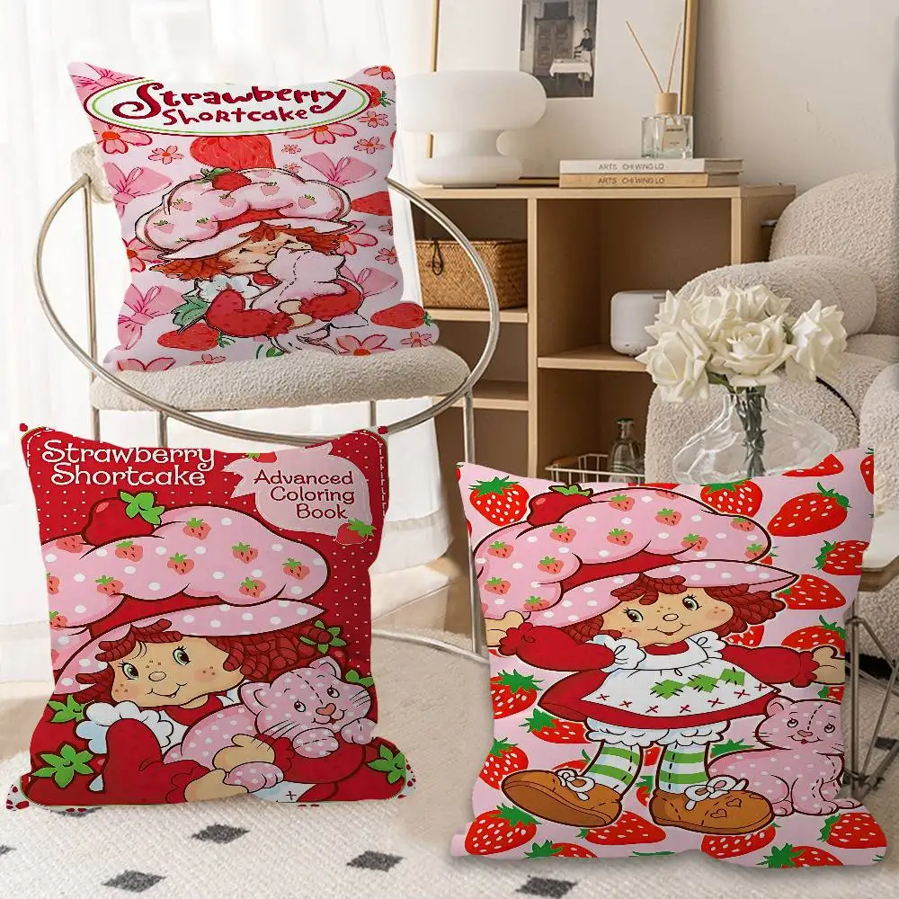 Cartoon Girl S-Strawberry S-Shortcake Pillow Gift Home Office Decoration Bedroom Sofa Car Cushion Cover case 45x45
