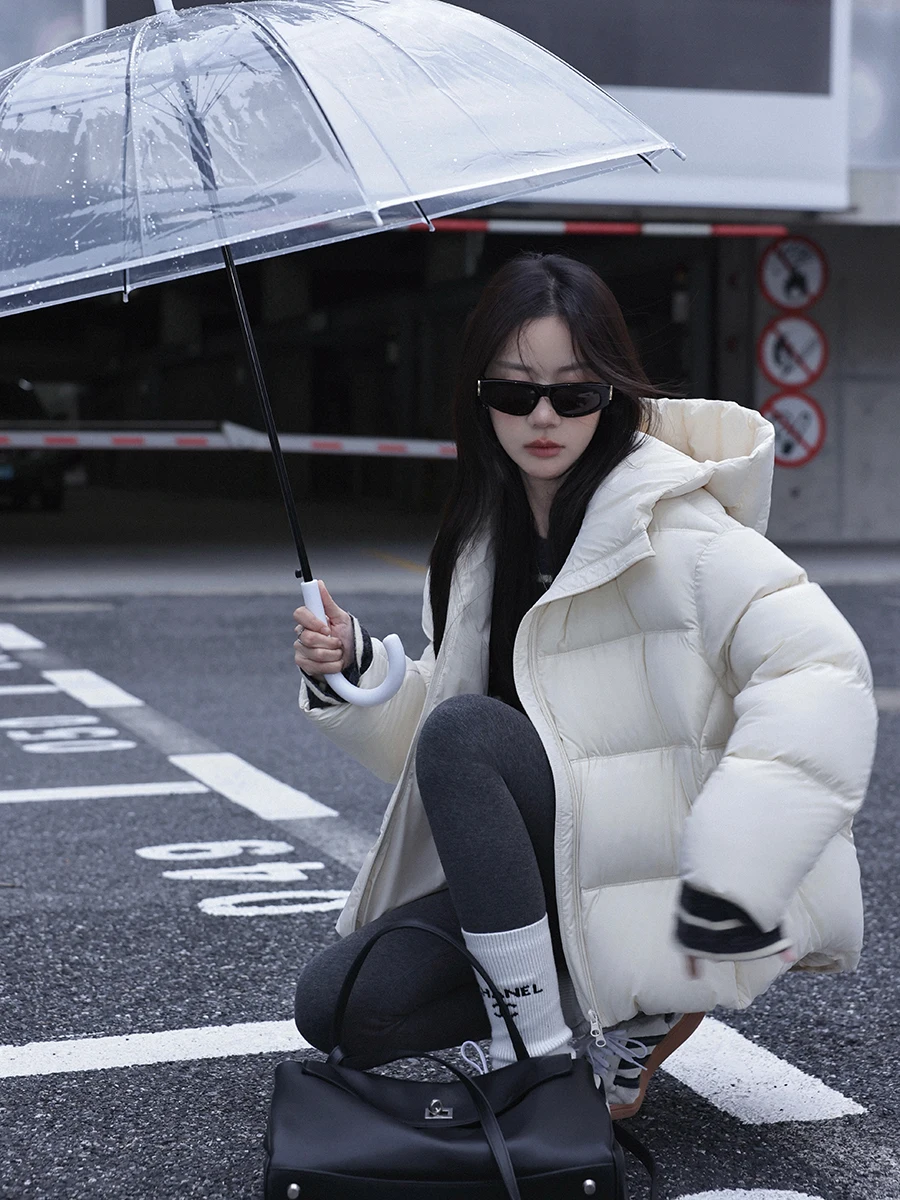 

Женская легкая стеганая куртка Beibei Zhang с капюшоном, на пуху, повседневная, для города, модная, из полиэстера