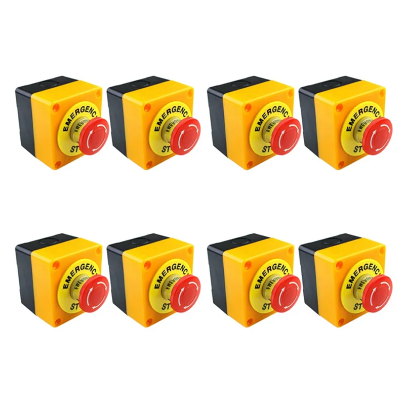 

FAST-8Pcs Red Mushroom Emergency Stop Shut Off Push Button Switch No + Nc 22Mm Cnc Gecko