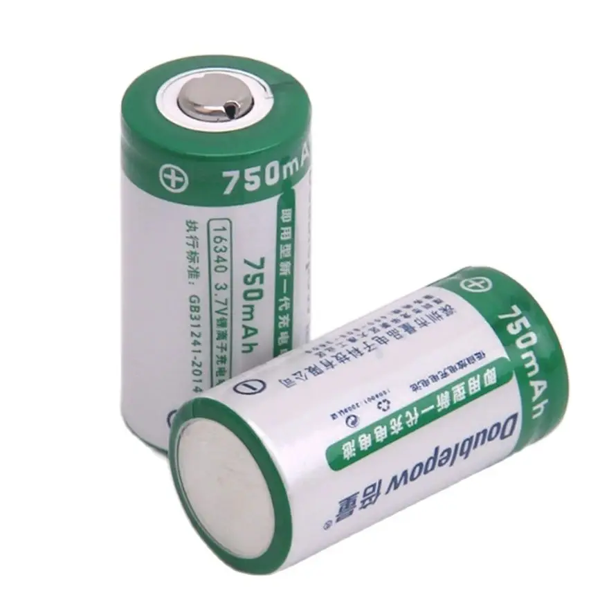 2pcs/lot Original 3.7V 750mAh CR123A rechargeable battery 16340 lithium ion rechargeable lithium battery