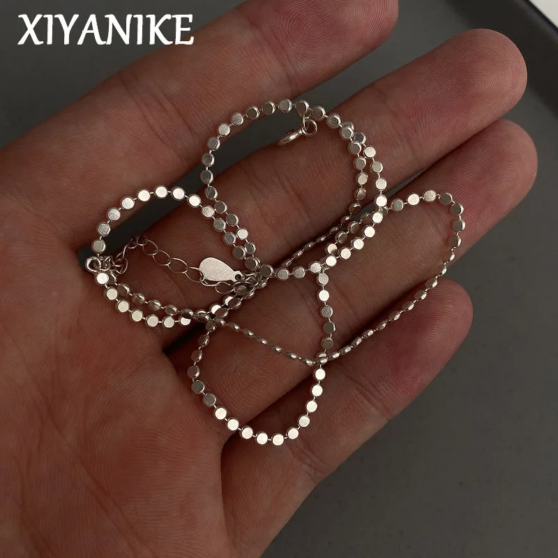XIYANIKE-collar de cadena de pieza redonda Simple para mujer y niña, joyería de lujo a la moda, regalo para mujer, collar de fiesta de cumpleaños para mujer