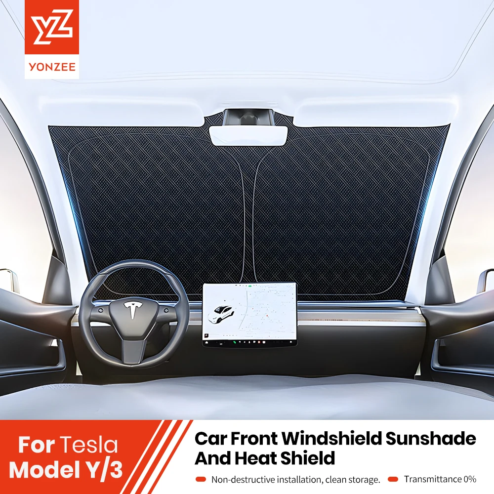 YZ para Tesla Model 3 Y 2021-2024, parasol para ventana delantera de coche, cubierta de sombra, visera de cristal, tragaluz de techo, accesorios de