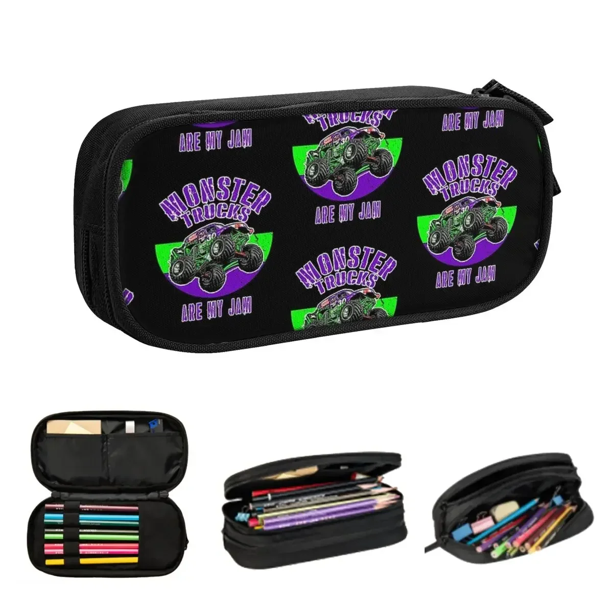 

Monster Truck Are My Jam Grave Digger Pencil Cases Large Storage Pen Bags Pen Box Pencil Pouch For Stationery School Office