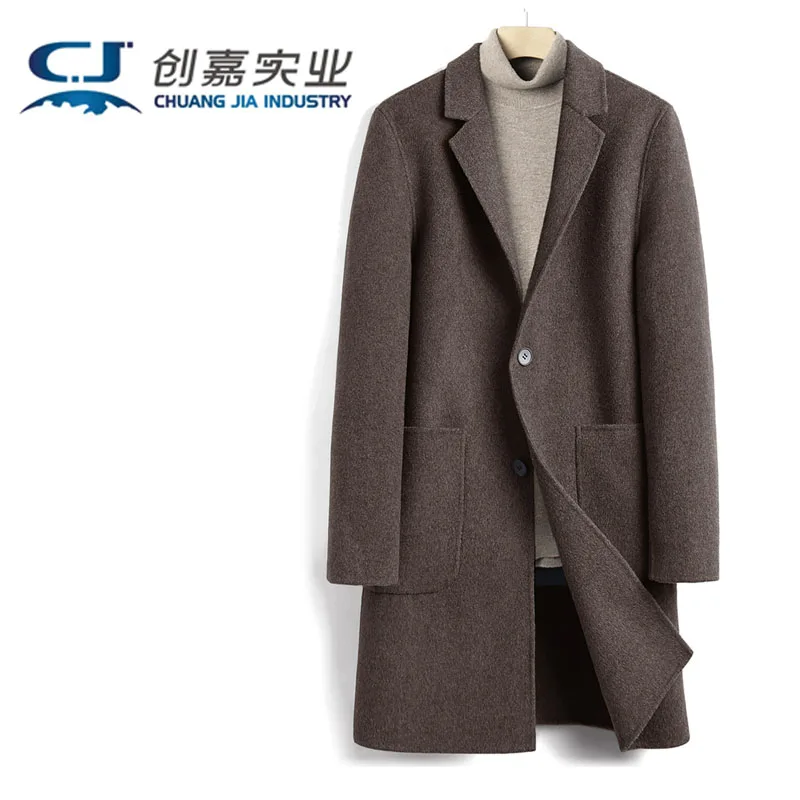 Large Size Medium Length Albaca Double-sided Coat Men's Alpaca Wool Youth Temperament Autumn Winter Coffee Coat Free Shipping