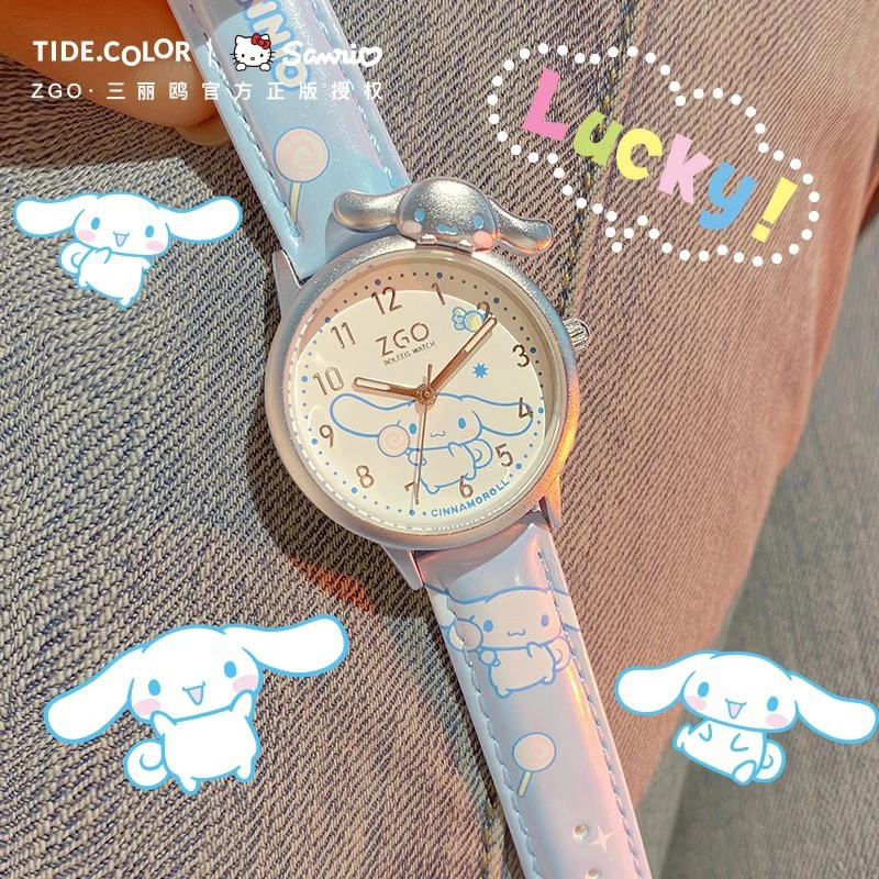 Zgo Sanrio Joint Anime reloj Cinnamoroll Hello Kitty Kuromi, Original, Simple, luminoso, impermeable, electrónico, regalos para niñas