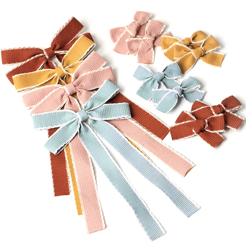 Girls Baby Solid Ribbon Hair Clips Headbands Children Fashion Casual Elastic Dressy Lacy Cute Bows Hairpin Hair Accessories