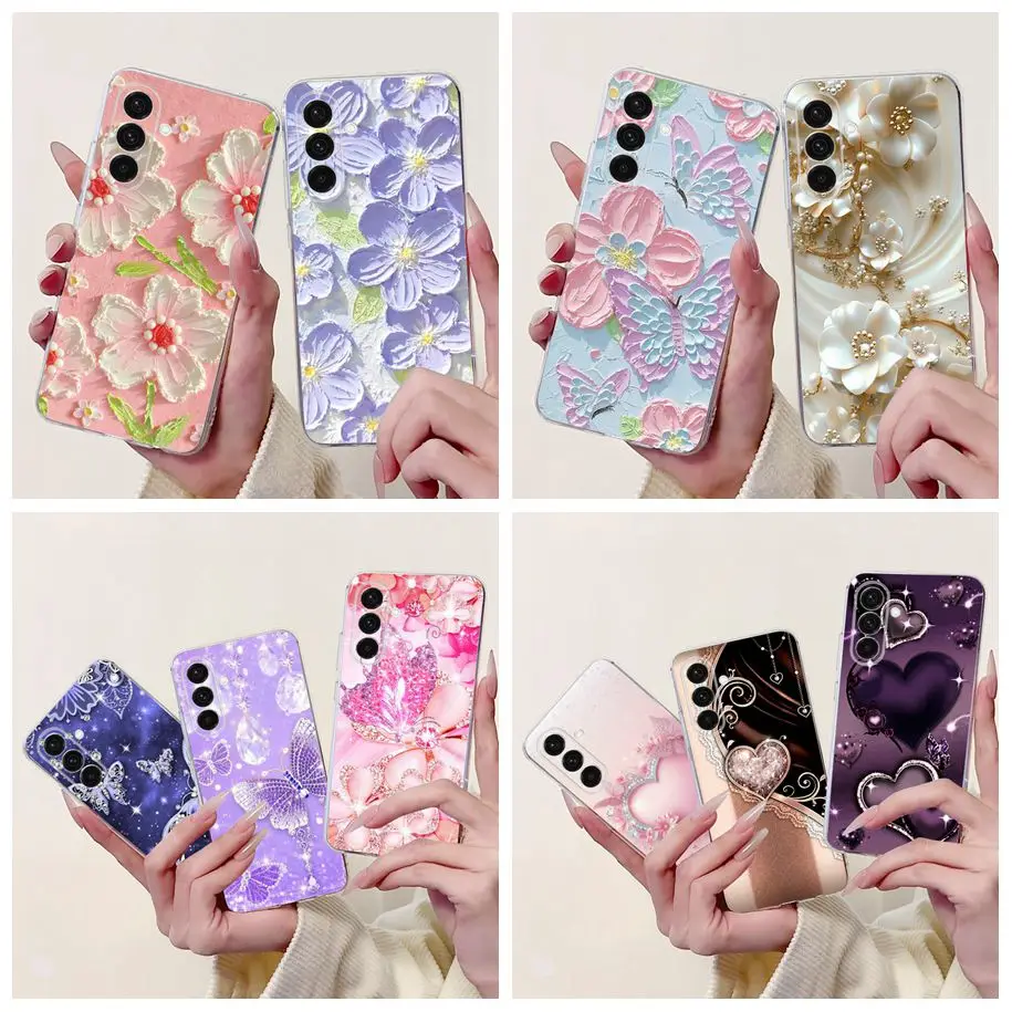 For Samsung Galaxy A56 5G Case SM-A566B Cover New Fashion Flower Butterfly Soft Silicone Phone Case For Galaxy A26 A36 5G Fundas