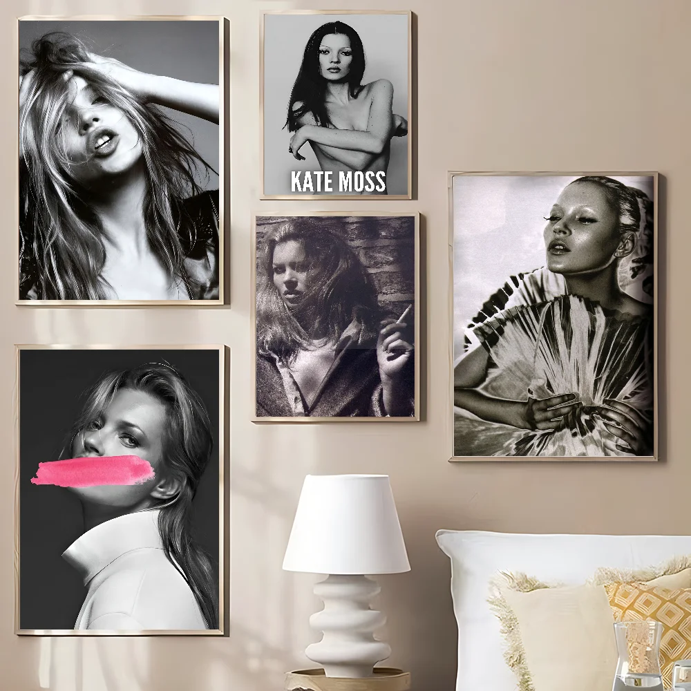 Sexy Supermodel Kate Moss Self-adhesive Art Poster HD Quality Wall Art Retro Posters For Home Home Decor