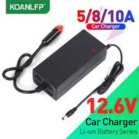 12.6V 5A 8A 10A Car Lithium ion Battery Charger 12V Lithium constant voltage constant current for car cigar Lighter charger