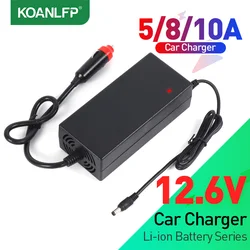 12.6V 5A 8A 10A Car Lithium ion Battery Charger 12V Lithium constant voltage constant current for car cigar Lighter charger