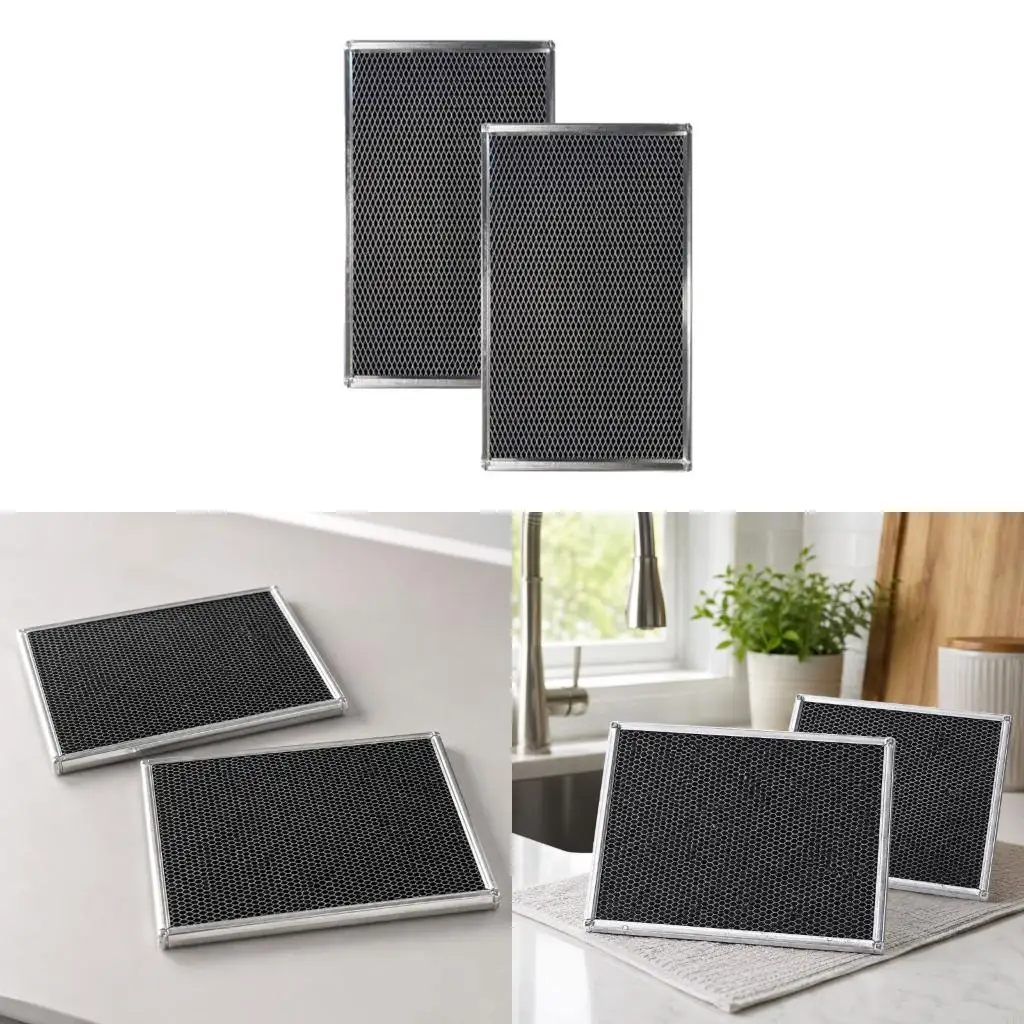 J6PE Hood Carbon Filters, 2-Pack High-Density Carbon-Fiber Media for Secondary-Stage of Cooking Odors Above Grease Filters