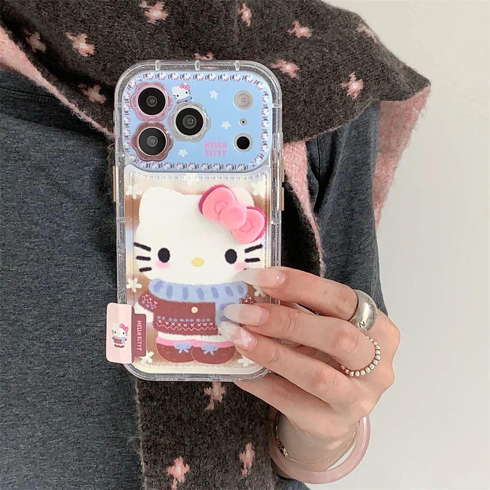 

Cute Flower Bow Fashion Leather Phone Case for iPhone 13 14 15 17 Pro 16 Pro Max Cover Scarf Hellokitty Kawaii Shockproof Cases