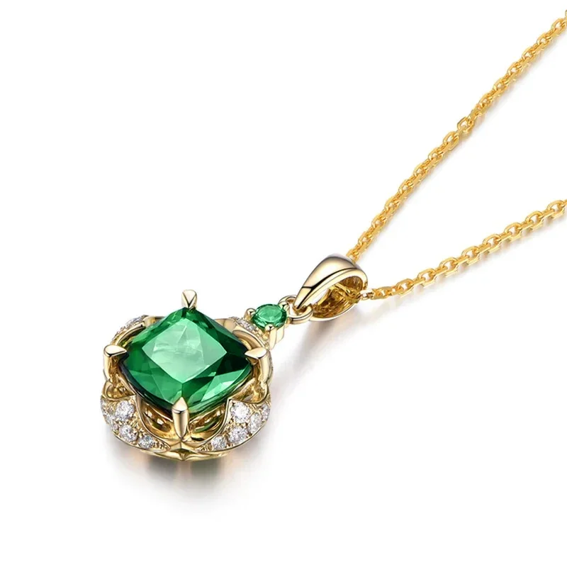 2024Huitan – collier vert en zircone pour femmes, magnifique, scintillant, élégant, couleur or, bijoux tendance, pour fête de