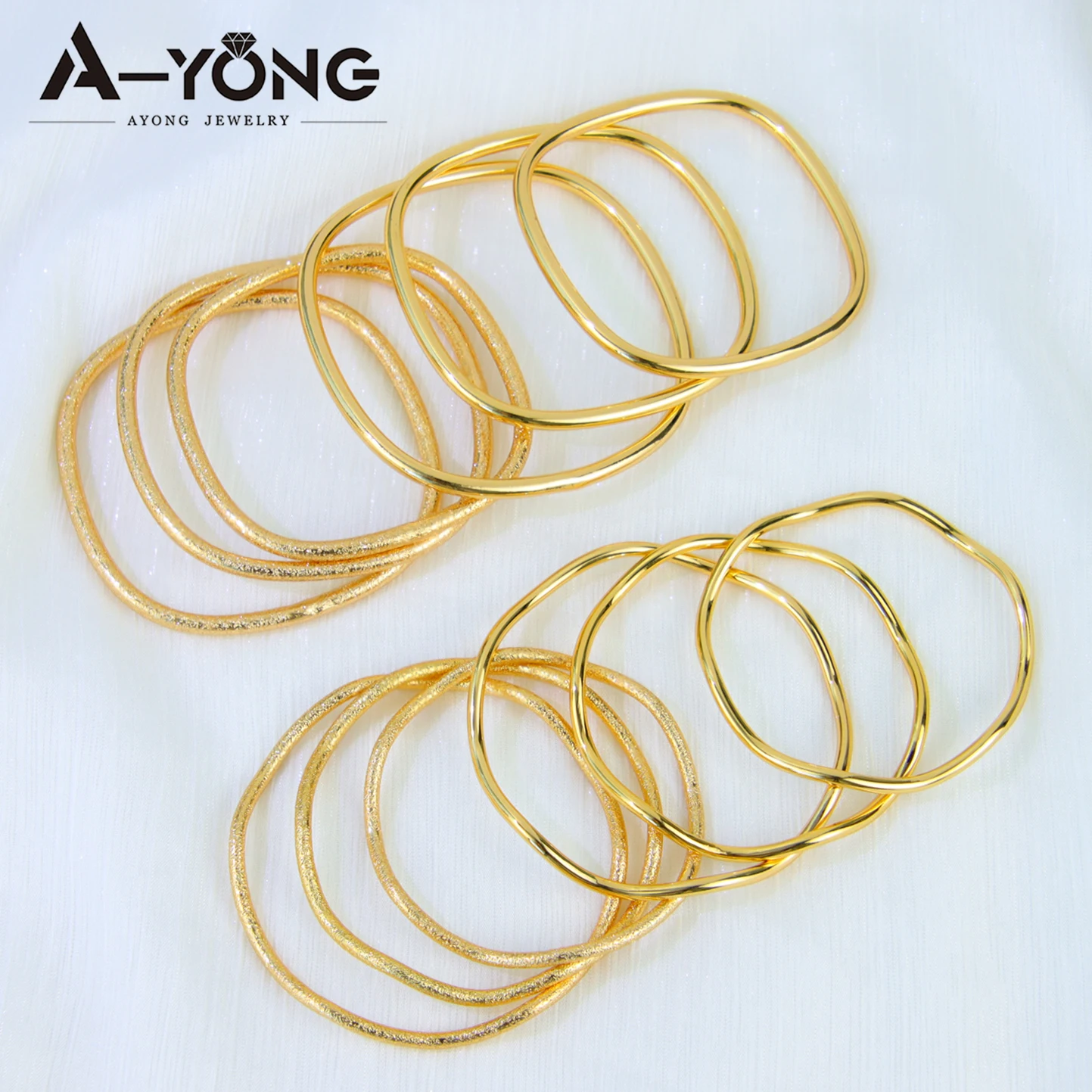 AYONG Arab Gold Color Cuff Bracelets 21k Copper Gold Plated Twisted Personality Bangles Dubai Women Wedding Party Jewelry Gifts