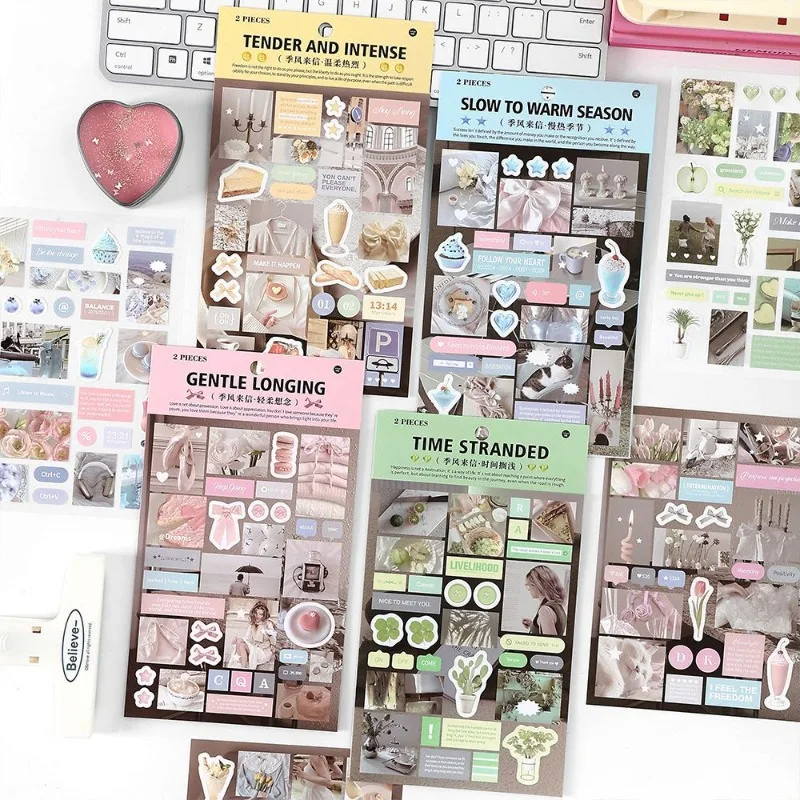 

2pcs/set Sweet Ballet Lace Series Mobile Phone Sticker DIY Decor Scrapbook Journal Background Decal Kawaii Phone Back Film