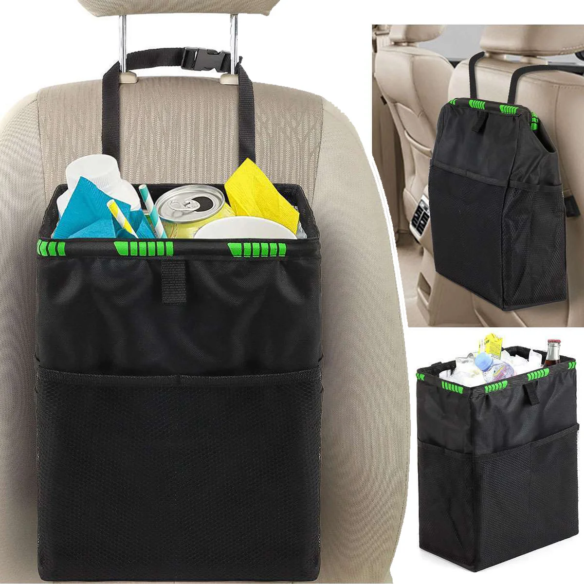 Portable Car Bin Storage Rubbish Dustbin Travel Trash Can Waste Basket Bag Litter Container Pop-up Leak Proof Bin Accessories