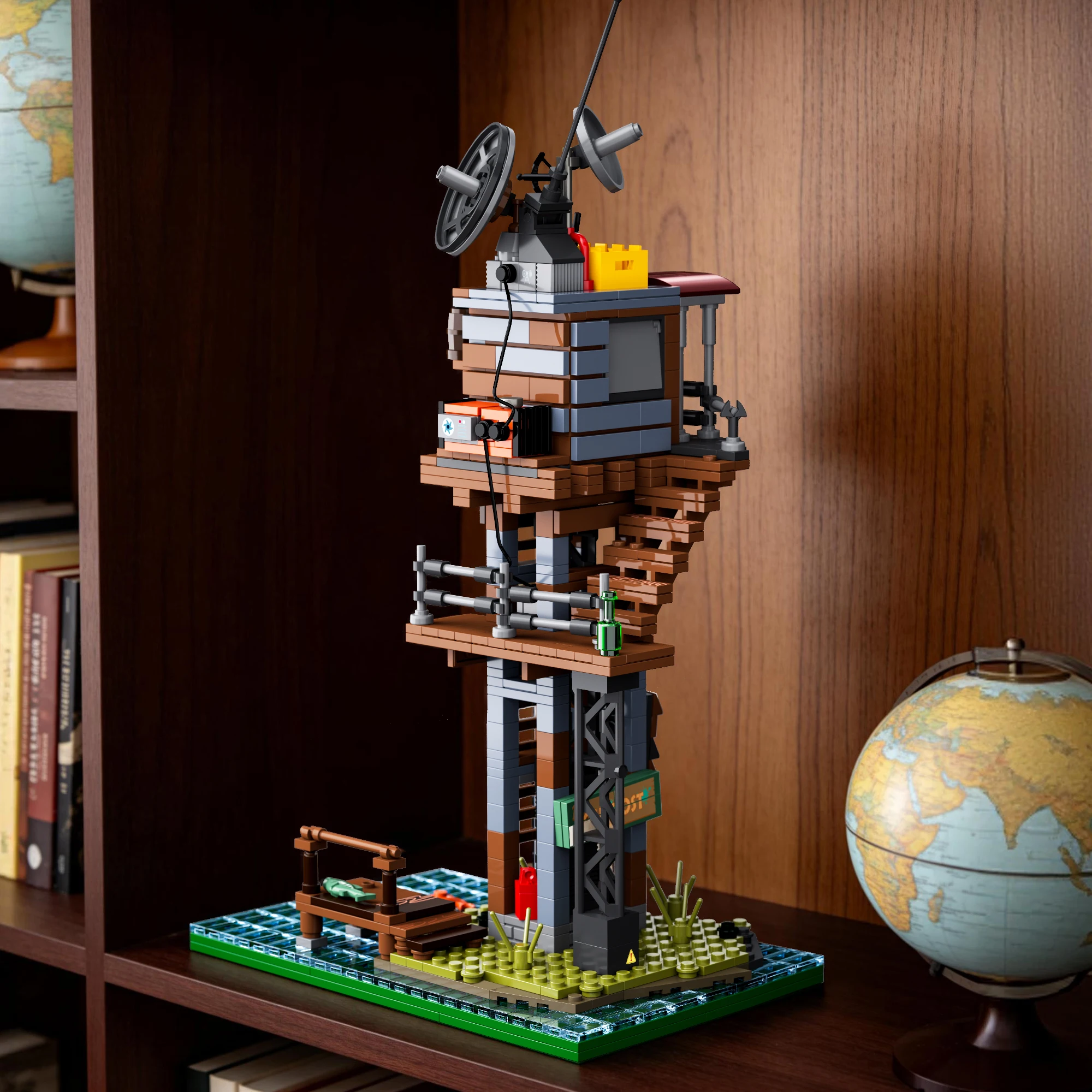 

739PCS Island Watchtower Building Blocks Survival Island Scene Model Bricks With Lights Desktop Ornament Educational Toys Gifts
