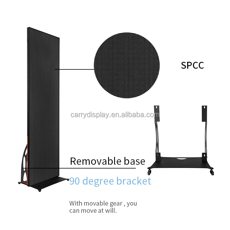 Outdoor Movable LED Digital Poster with Wheels Smart Kiosk Movable Advertising Board - view 2