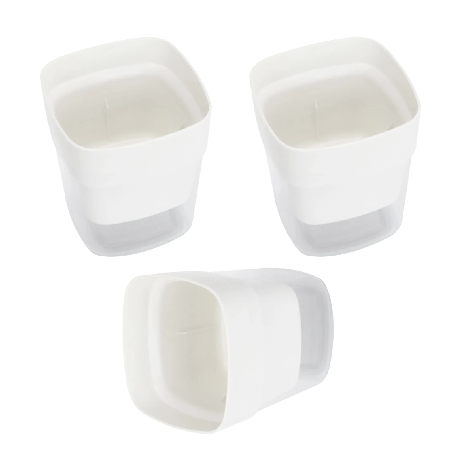 3PC Self Watering Flowerpots with Efficient Drainage System and See Through Reservoir for Better Gardening Results