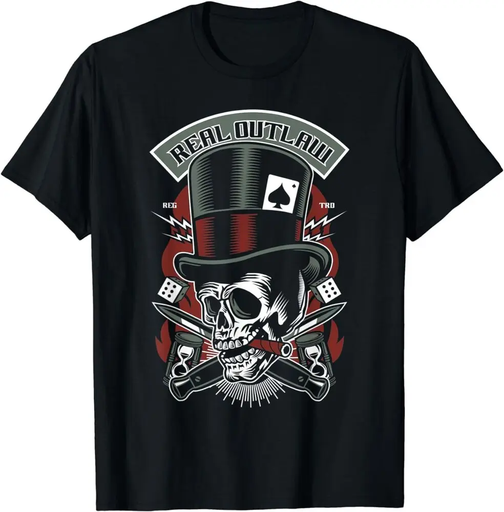 Gangster Skull Poker Player - Skeleton Design Tee T-Shirt For Men Clothing Women Short Sleeve Tees Y2K Tops New Arrival