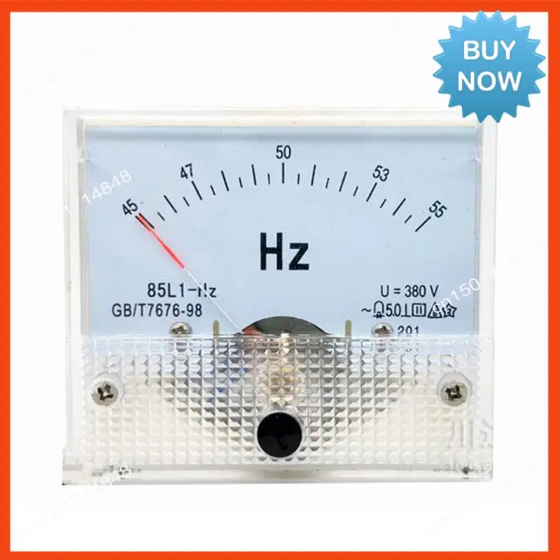 BISM 85L1-HZ Square Pointer Type AC 380V Analog Panel Frequency Meter Tester Gauge Hertz Indicator 45-55Hz 65X65mm