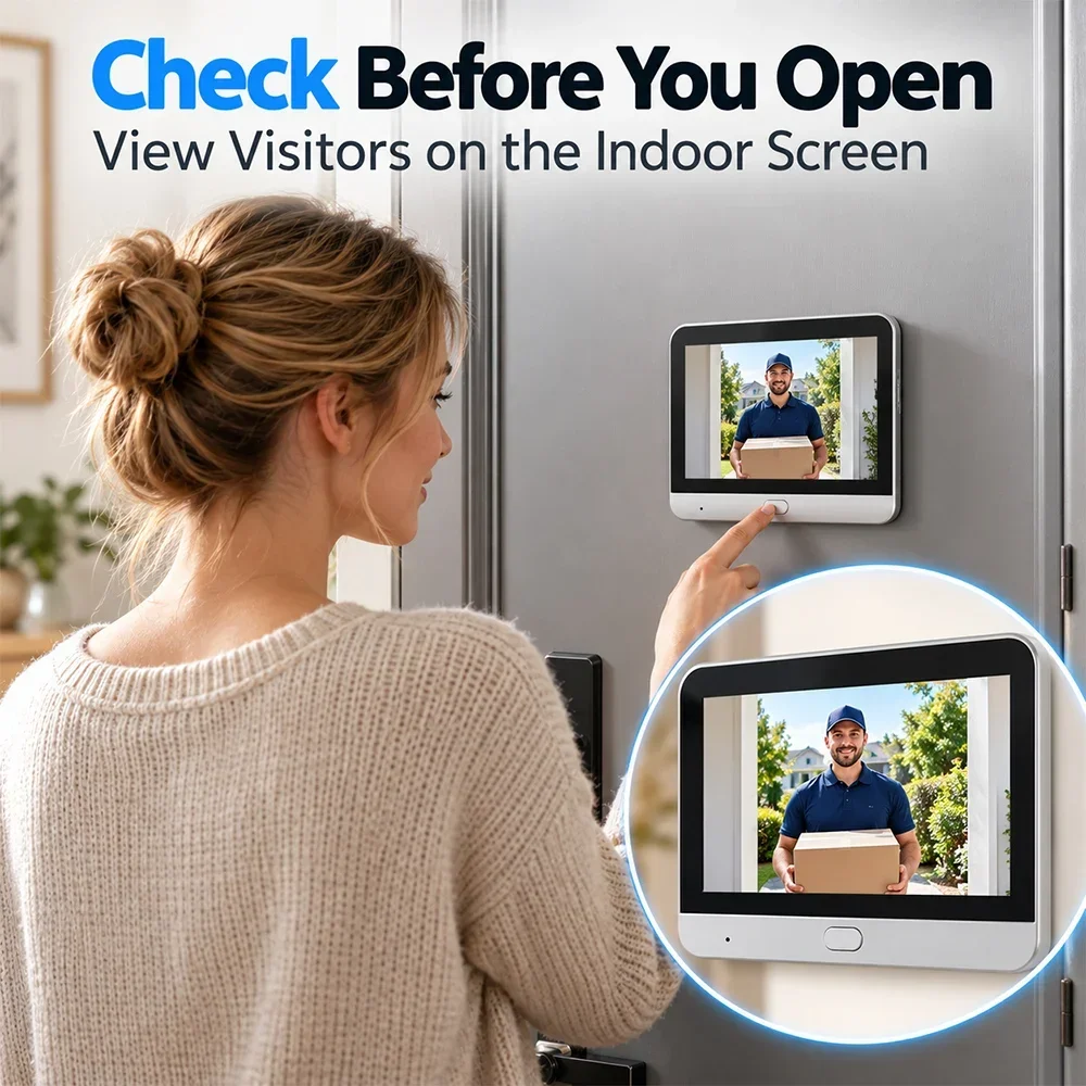 SIHAO Smart Doorbell Camera Peephole Viewer 3MP HD WiFi 140° Wide Angle IR Night Vision PIR Motion Detection Tuya App