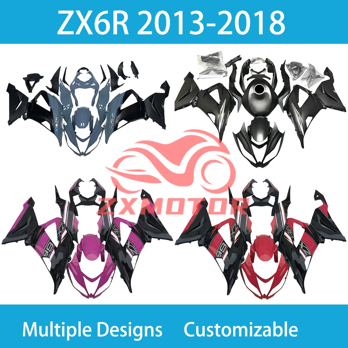 

Комплект обтекателей для грязевого велосипеда ZX-6R 2013 2014 2015 2016 2017 2018, комплект обтекателей для мотоцикла, панель кузова, подходит для Kawasaki 636 ZX6R, новый