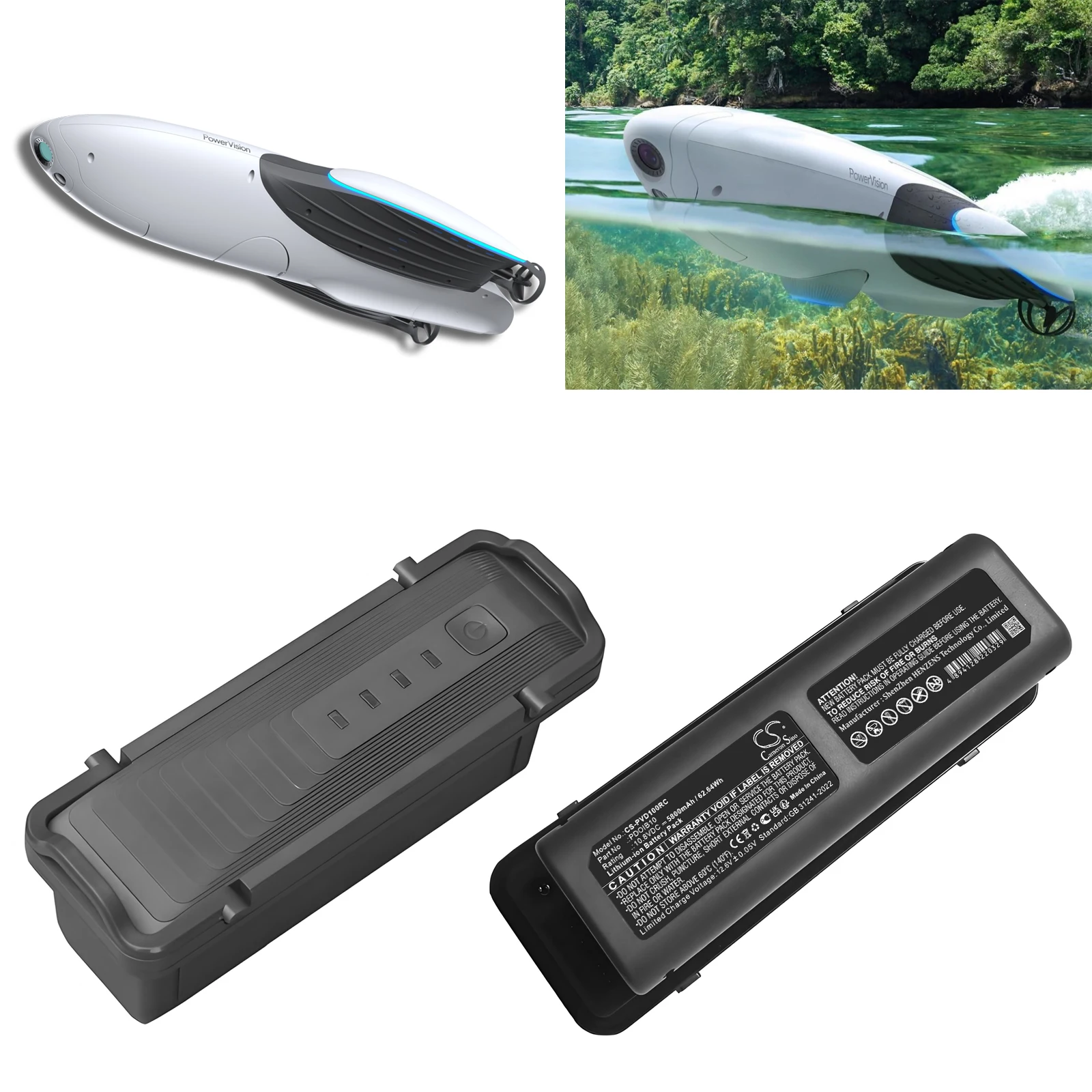10.8V 5800mAh Drones Battery PDOIB10 for PowerVision PowerDolphin Intellijet, PowerDolphin Wizard underwate