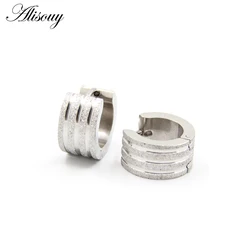 Alisouy 1 pair Punk Gold Color Stainless Steel Hoop Earrings Hoop Earring Circle Fashion Earrings for Women Man ear Jewelry