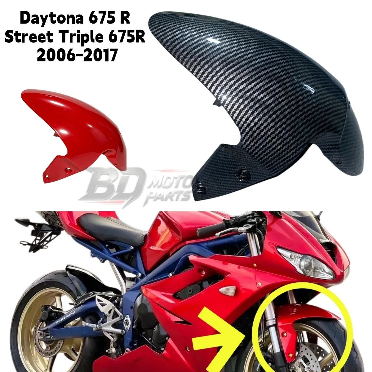 For Triumph Daytona 675 R Street Triple 675R 2006-2017 Front Fender Wheel Hugger Mudguard Fairing Tire Wheel Splash Guard Parts