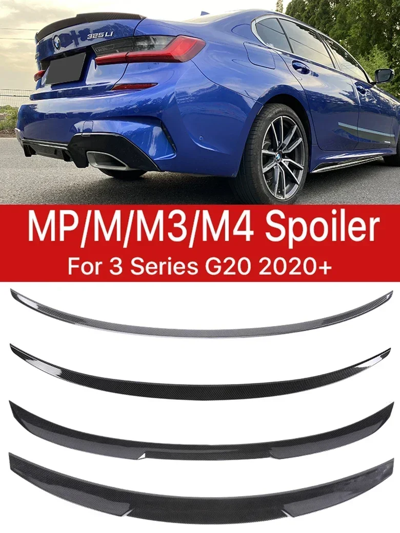 

New! Carbon Fiber M3 MP Rear Roof Lip Bumper Trunk Wing PSM M4 Style Slim Spoiler Kit For BMW 3 Series G20 2020+ Gloss Black