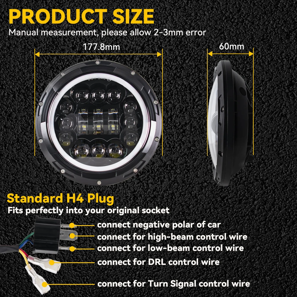 أضواء LED للدراجات النارية 7 بوصة المصباح هالو DRL مصباح لـ Royal Enfield Himalayan 400 411 650 350 Cafe Racer 7 "موتو المصباح الأمامي.