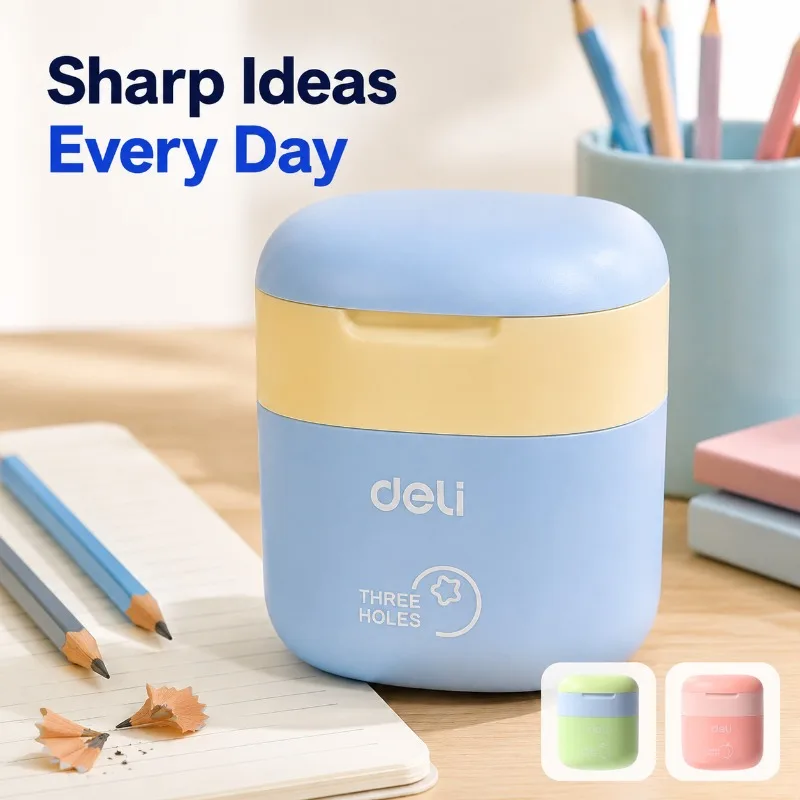 Three‑hole Pencil Sharpener with Sealing Door and Large Aperture Multi‑functional Pencil Cutter for Primary School Practical