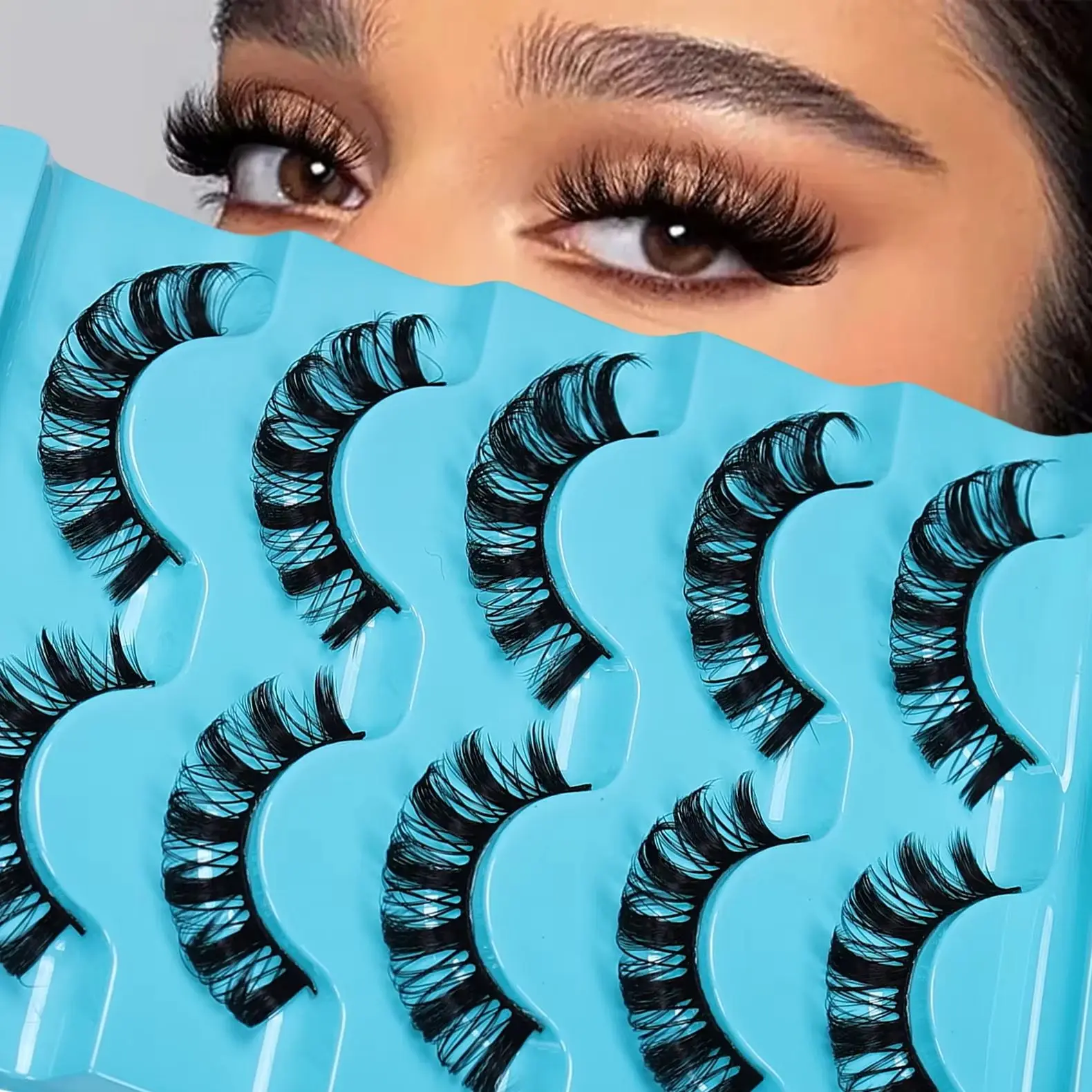 5 Pairs DD Rolled Russian Curled Artificial Eyelashes Reusable False Eyelash Extensions for Instant Volume And Length