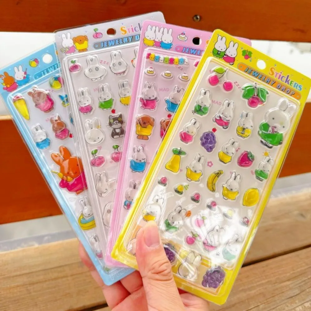 

4Pcs Miffy 3D Stereo Stickers Cute Cartoon Solid Epoxy Embossed Sticker Kawaii 3D Decor Phone Notebook Scrapbook DIY Decoration