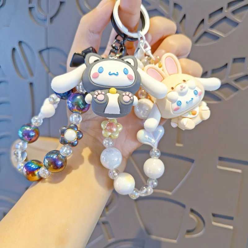 

Cute Sanrio Beaded Keychain Cinnamoroll Cartoon Pendant Phone Chain Keychain Bag Pendant Phone Accessories Jewelry Accessories